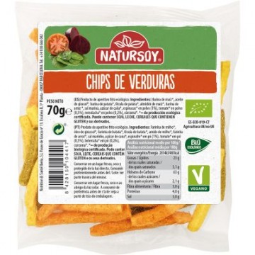 CHIPS DE MAIZ Y VERDURAS 70G NATURSOY