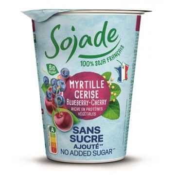 POSTRE DE SOJA ARANDANOS CEREZA SIN AZUCAR REFRIGERADO BIO 400G SOJADE