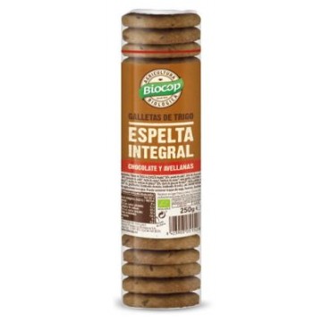 GALLETAS DE ESPELTA INTEGRAL CON CHOCOLATE Y AVELLANAS 250G BIOCOP