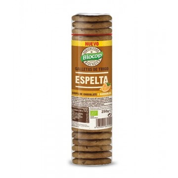 GALLETAS DE ESPELTA CON CHIPS DE CHOCOLATE Y NARANJA 250G BIOCOP