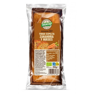 BIZCOCHO TRIGO ESPELTA ZANAHORIA Y NUECES BIO 250G BIOCOP