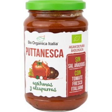SALSA DE TOMATE PUTTANESCA CON ACEITUNAS Y ALCAPARRAS 325ML BIO ORGANICA ITALIA