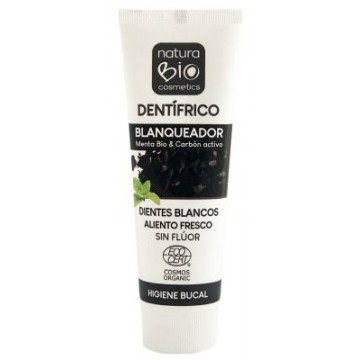 DENTIFRICO BLANQUEADOR MENTA Y CARBON ACTIVO SIN FLUOR 75ML NATURABIO COSMETICS